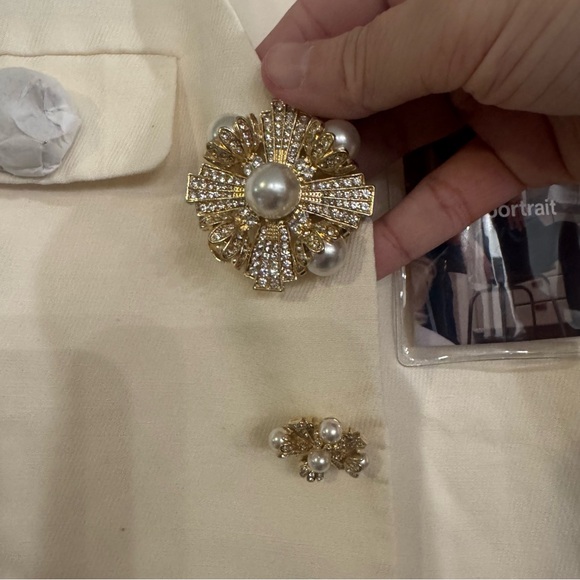 Self Portrait Cream Linen Midi Dress - Picture 9 of 15